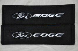 2 pieces (1 PAIR) Ford Edge Embroidery Seat Belt Cover Pads (White on Bl... - $16.99