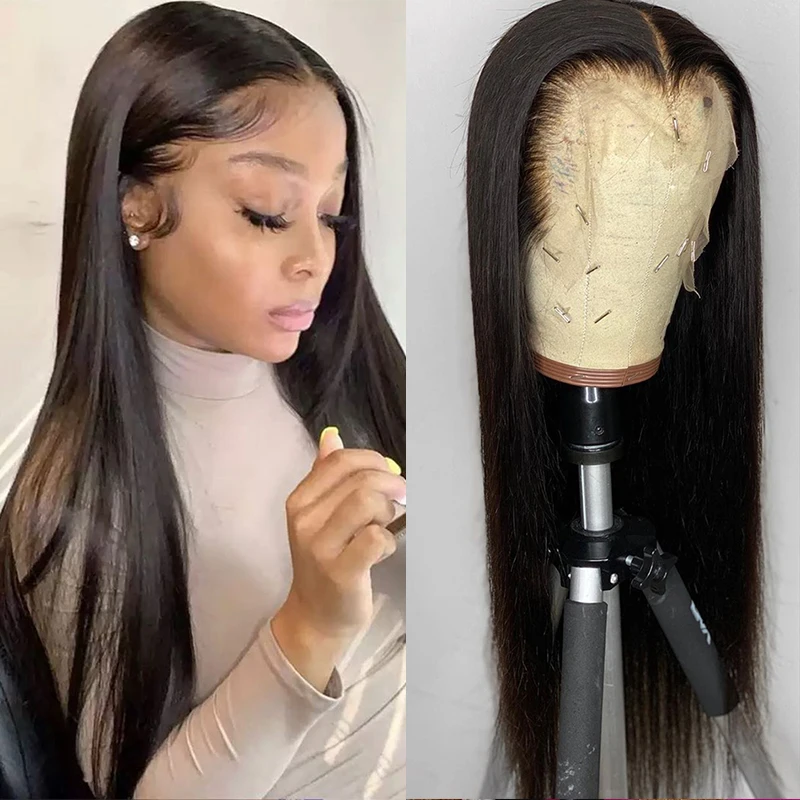 KL Lace Front Human Hair Wigs Pre Plucked Straight Lace Wig Brazilian Remy 13x4 - £91.71 GBP+