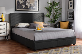Genevieve Dark Gray Fabric Upholstered 2-Drawer King Size Platform Stora... - $14,364.58 MXN