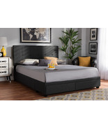Genevieve Dark Gray Fabric Upholstered 2-Drawer King Size Platform Stora... - $14,364.58 MXN