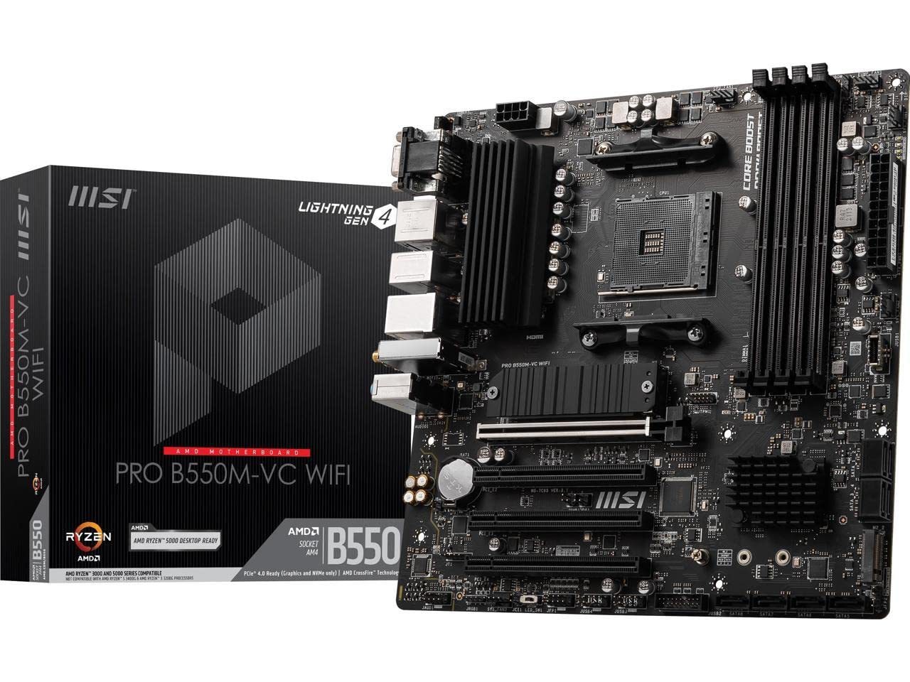 MSI PRO B550M-VC WiFi ProSeries Motherboard (AMD Ryzen 5000 Series, AM4,... - $185.11