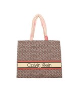 Calvin Klein Coral Gray Monogram Canvas Tote Bag Shoulder Handbag Shoppe... - €84,72 EUR