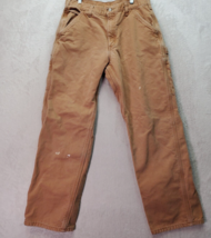 Carhartt Carpenter Pants Men&#39;s 34 Tan Flannel Lined Cotton Dungaree with Teflon - £20.98 GBP