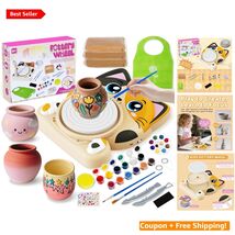 Perfect Gift: Cat-Shaped Pottery Wheel Kit for Kids 8-12 with Art Supplies - $79.15