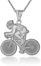 Personalized Name Silver Cyclist Cycling Road Bike Sportsman Pendant Necklace - £49.43 GBP+