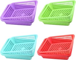 Jucoan 20 Pack Plastic Storage Baskets, Colorful Stackable, 10 X 7 X 2 Inches. - $39.92