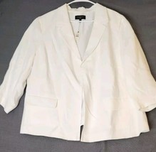 TALBOTS Womens Snow White 100% Linen Lined Blazer Jacket Open Plus Size 24W NWT  - £37.53 GBP