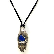 Vtg Sterling RLM Robert Lee Morris Hand Lapis Lazuli Pendant Cord Necklace sz 36 - £179.15 GBP