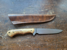 11.5&quot; Damascus Steel Hunting Skinning Knife Composite Handle Leather Sheath - $62.57 CAD