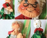 Vintage Annalee Felt Mrs Claus Xmas  Doll 9” USA. Holly  SKU 035-49 - $22.76