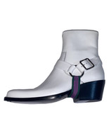 Calvin Klein WHITE Leather TEXAS Harness Western Boots Sz 6 Sz 36.5 205W... - £244.99 GBP