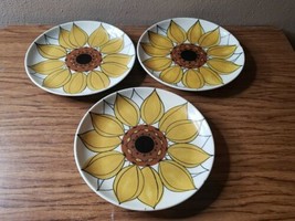 3 Arabia Finland Sun Rose / Sunflower 7⅝&quot; Plates by Hilkka Liisa Ahola R... - $99.00
