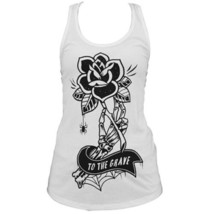 Lowbrow Art White To The Grave Women Racerback Tank Top Tattoo Art Adi S... - $24.95