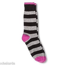 Stripes NEW Novelty Dress Socks 6 - 12 Merona Hot Pink Black Grey - £7.08 GBP