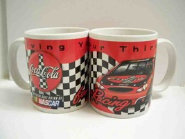 Ceramic Coke coffee mugs x 2 Coca Cola NASCAR Drive your Thirst 10 oz - $12.30