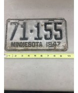 1947 Minnesota MN Vintage LICENSE PLATE  Embossed 71-155 Silver Black - €34,56 EUR