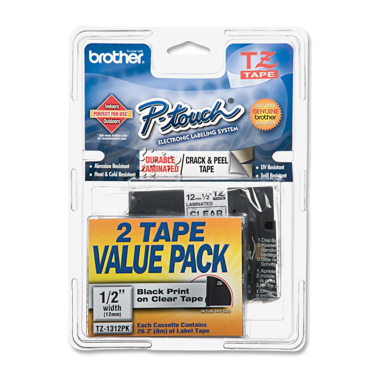 2 Brother TZ131 TZe131 1/2" black on clear PTD200 PT200 PT1090BK PT1280 P-Touch