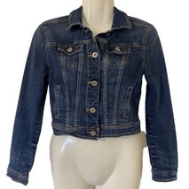 Arizona Jean Co Jean Jacket Juniors Size S Blue Denim Medium Wash Cropped  - £13.06 GBP