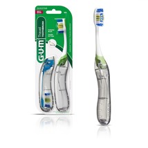 GUM Folding Travel Toothbrush, Compact Head + Tongue Cleaner, Soft Bristled Trav - £14.38 GBP