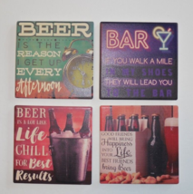 CARSON Absorbent Stoneware Coasters Set of 4 Beer Bar  Cork Back New Square - £14.84 GBP