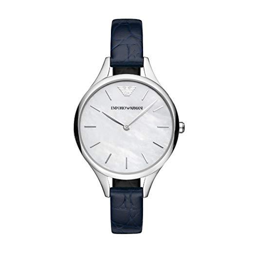 Emporio Armani AR11090 Blue Leather Strap Automatic Ladies Watch - $157.69