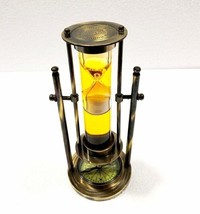 Antique Nautical 9&quot; Brass Green Liquid 2 Minute Sand Timer Hourglass Dec... - £55.40 GBP