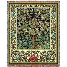 72x54 TREE OF LIFE Floral William Morris Tapestry Throw Blanket - £50.36 GBP