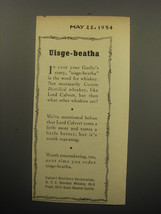 1954 Lord Calvert Whiskey Ad - Uisge-beatha - £14.52 GBP