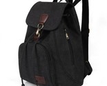 Canvas Backpack Black Vintage Drawstring Rucksack Casual Shoulder Bag Da... - $18.69
