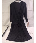 New, Nina Leonard Women&#39;s Black XL Side Buckle Tie Closure Dress - £22.81 GBP