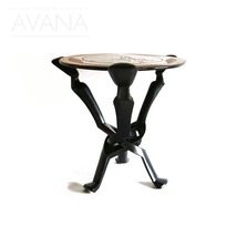 Hand-Carved Unity 3-legged Ghanaian Side Table with etched animal motif on top 4 - £187.61 GBP