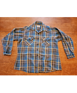 Woolrich Flannel Vtg 1970 Lrg 26  Cotton Flannel Shirt Shacket Blue Brow... - €73,11 EUR