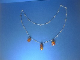 r3 Vintage Jewelry Honey Cognac Natural Baltic Amber gems Necklace Chain - £11.55 GBP