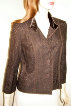 SIGRID OLSEN Dark Brown Cotton Blend 3/4 Sleeve Beaded Lace Overlay Jacket (4) - £19.18 GBP