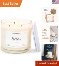 Eco-Friendly Soy Wax Candle - Cedar &amp; Tobacco Fragrance in Stylish Glass... - $1,036.84 MXN