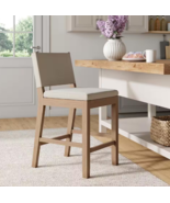 Linus 36 in. Modern Upholstered Counter Bar Stool Solid Wood Natural Fla... - €129,79 EUR