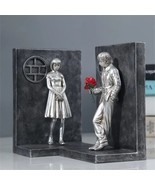 2Pcs Bookends Banksy Modern Street Art Resin Bookshelf 3D Figure Books End - £37.64 GBP