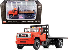 GMC 6500 Flatbed Truck Orange 1/64 Diecast Model DCP/First Gear - £58.98 GBP