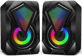 Pc Desktop Speakers Mini Rgb Stereo Speakers With Colorful Led Light For Compute - £20.85 GBP