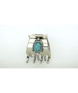 Small/medium turquoise blue silver metal native tribal hair claw clip - £10.21 GBP