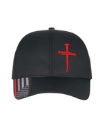 Christian Hats for Men Women Jesus 3 Nail Cross CUSTOM Red Line Hat w/ R... - $26.72