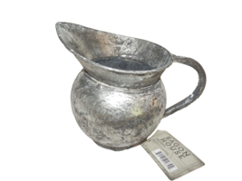 New Aged D Istressed Silver Metal Pitcher 6&quot; Tall W/ Handle Ragon House Holiday - £13.47 GBP