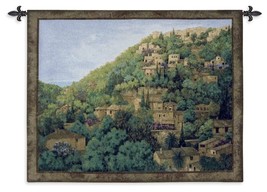 52x42 VISTA DE DETA European Hillside Village Landscape Tapestry Wall Ha... - $168.30