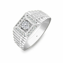 Men&#39;s 14K White Gold Plated Moissanite Diamond 2Ct Engagement Wedding Band Ring - £208.61 GBP