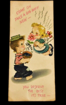 MCM Birthday Girl Smelling Flowers 1950&#39;s Vintage SUNSHINE Greeting Card... - $4.88