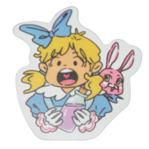 Anime Blonde Girl Pink Bunny Blue Bow Purple Bottle Chibi Kawaii Cute Sticker - £1.76 GBP