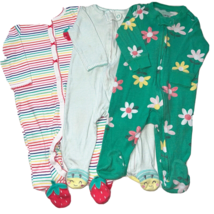 Baby Girl 6 month Cotton Sleepers Carters Lot of 3 - $9.89