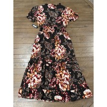 LAPIS Dress Floral Short Sleeves Ruffle Hem Lined - Size L - £18.08 GBP