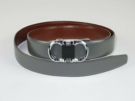 Mens VALENTINI Leather Belt Automatic Adjustable Removable Buckle V506S Gray - £27.17 GBP