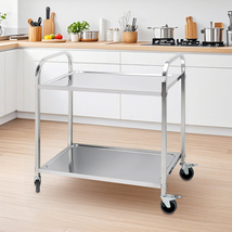 SOGA 2X 2 Tier 85x45x90cm Stainless Steel Kitchen Dining Food Cart Troll... - $335.90